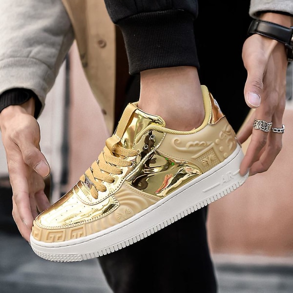 Herrskor Mode Sneakers Löparskor Platta SkorFr003 Gold 40