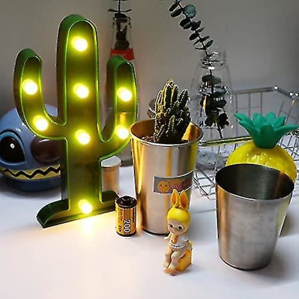 Cactus Horse Eye Sign Light, Warm White Led Light Tropical Green - Vardagsrum, Sovrumsbord