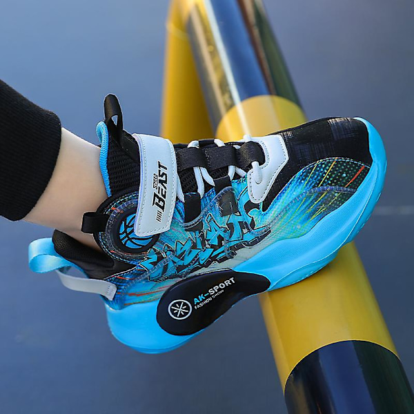 Barn Sneakers Andas löparskor Pojkar Flickor Mode Sportskor K1199 BlackBlue 40