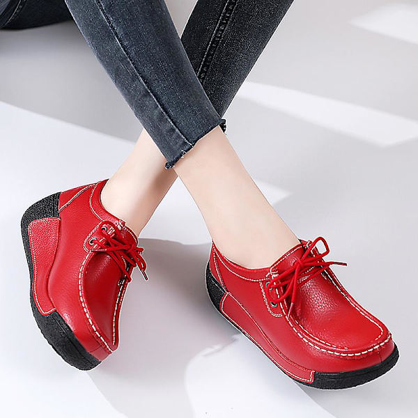 Damskor för casual Loaferskor Mammaskor 3A691 Red 41