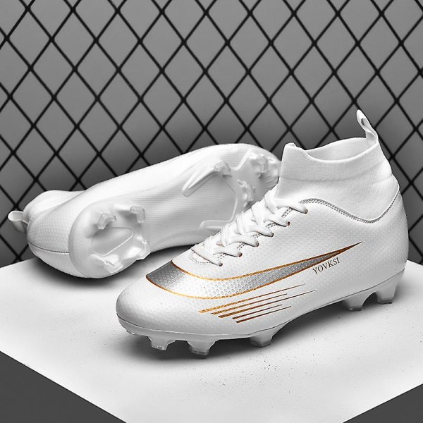 Fotbollsskor för män Höga fotbollsskor för vuxna Grästräning Sport Skor Sneakers 2Jz81A White 40