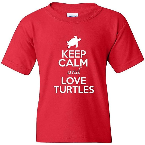 Håll lugn och älska sköldpaddor Djurälskare Ungdom T-tröja utslagsplats M