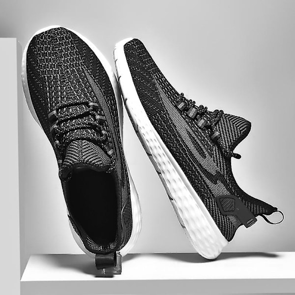 Herr Casual Bekväma Sneakers Andas löparskor 6937 BlackWhite 41