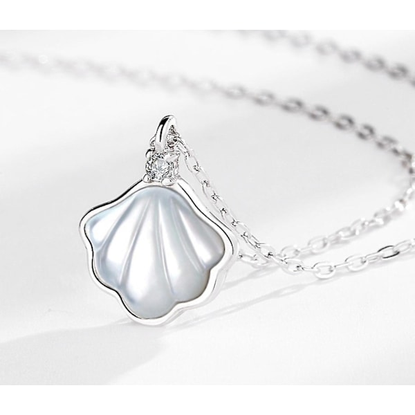 (med diamanter)) sterlingsilver One Shell halsband
