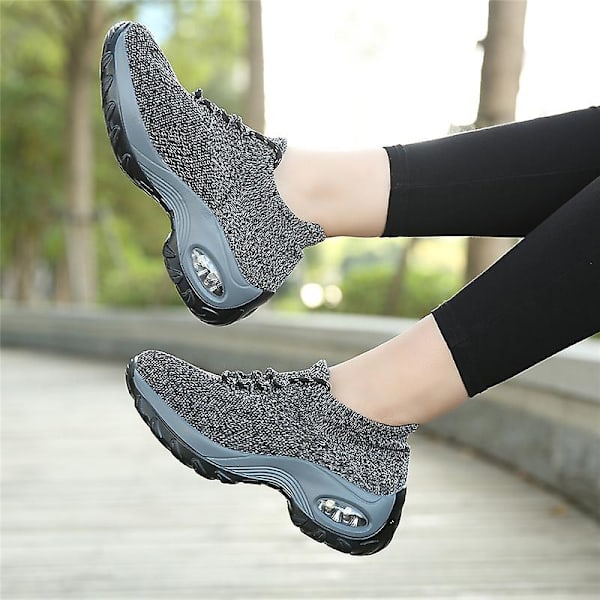 Dam Super Light Sneakers Tenis Feminino Dam Wedge Andas Running Mesh 2G1862 Gray 41