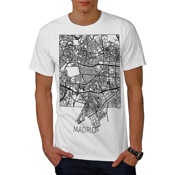 Spanien City Madrid Vit skjorta för män | Wellcoda 3XL