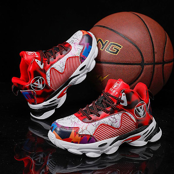 Barn basketskor Mode halkfria sneakers Andas sportskor 100 Red 34