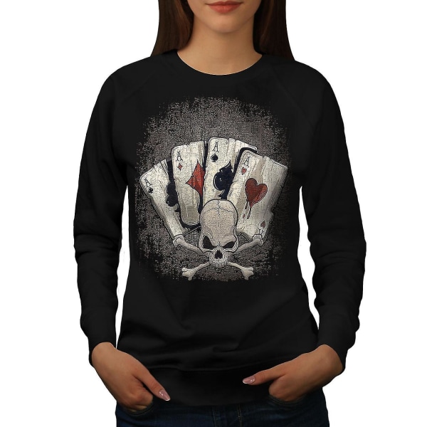 Pokerkort Gamble Skull Kvinnor Blacksweatshirt XXL