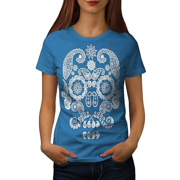 Ansikte av skallen Kvinnor Royal Bluet-shirt XL