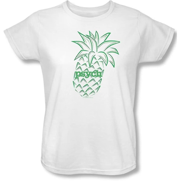 Psych Pineapple T-shirt för kvinnor i vitt Large