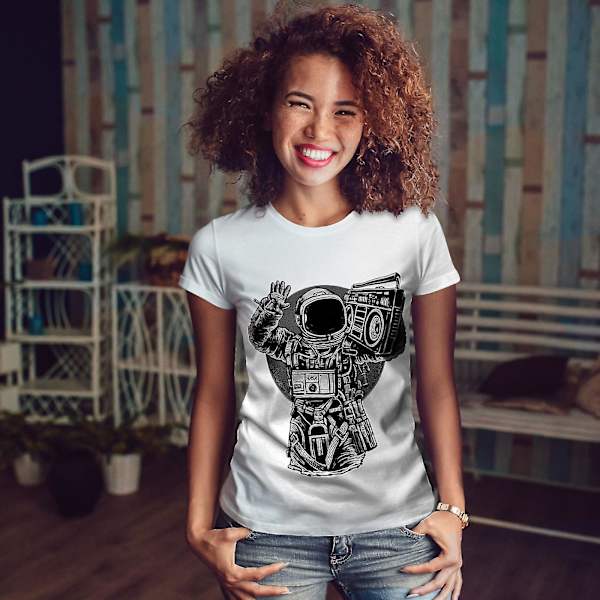 Astronaut Boombox Music Women Whitet-shirt XL