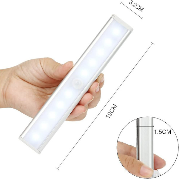 Rörelsesensorljus, 10 led trådlös batteridriven Pir rörelsesensor nattljusbar