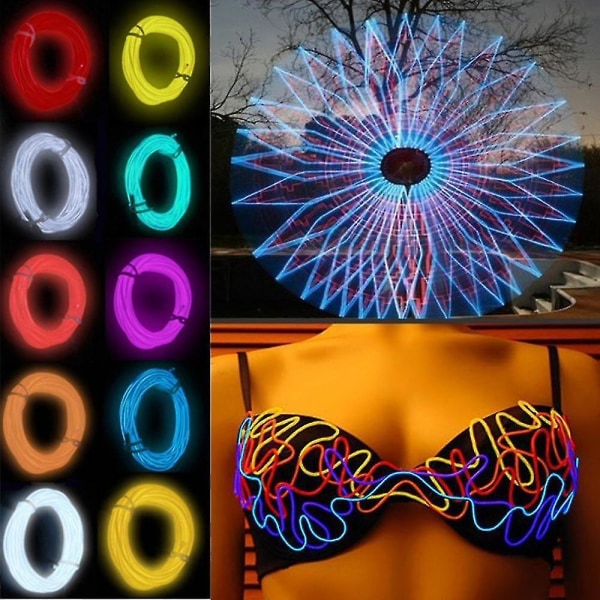 Flexibel El Wire Neon Light 3 Meter För Dansfest Bildekor Med Controller