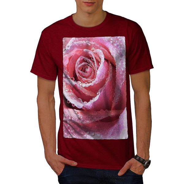 Rose Novelty Print Herr Röd-skjorta 3XL