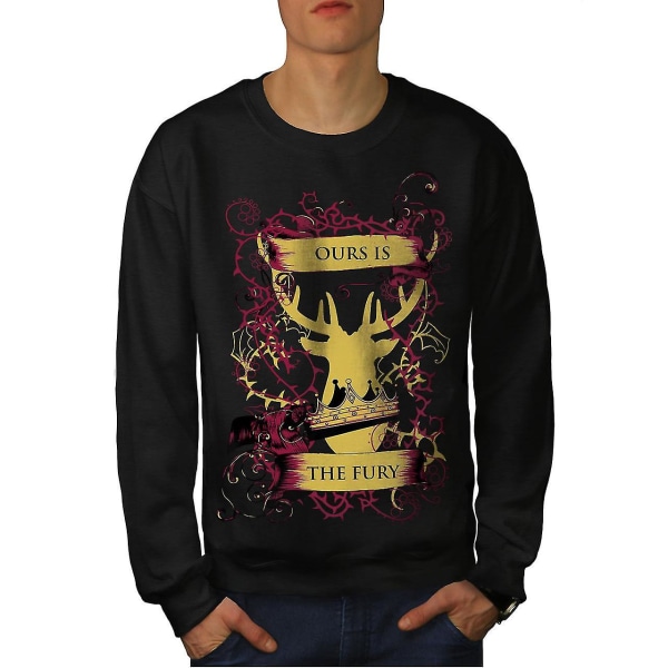 Fury Deer King Animal Men Blacksweatshirt XXL