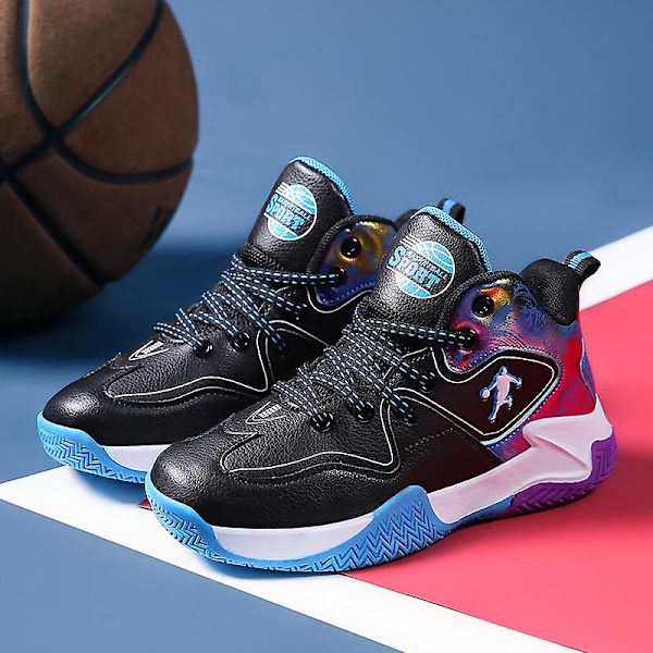 Basketskor för barn Mode Halkfria sneakers Sportskor som andas 22038 BlackBlue 32