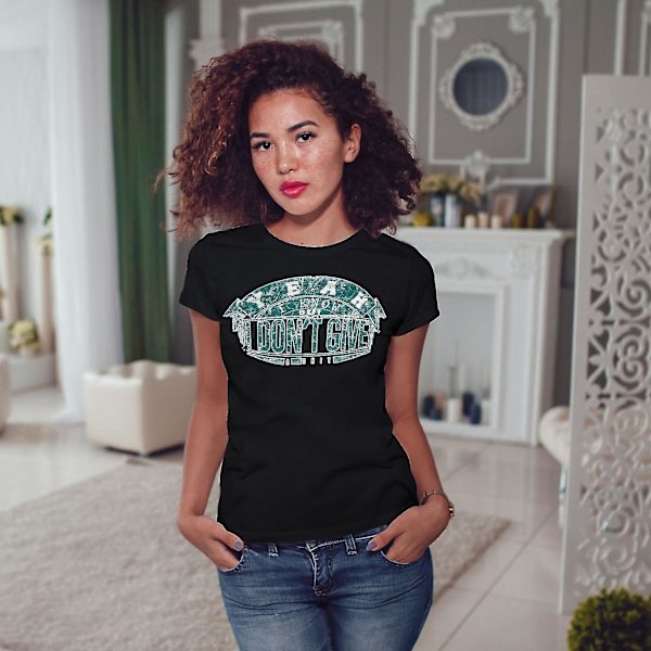 I Dont Give A Sht Slogan Blackt-shirt för kvinnor M