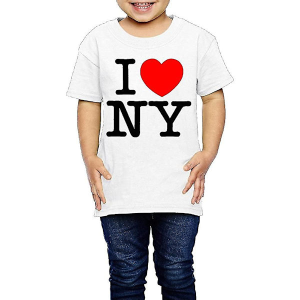 Ssee Kids Pojkar & flickor I Love Ny New York Logo Bästa skjortor Vita XXL