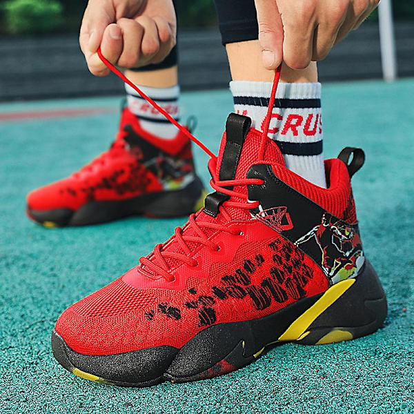 Basketskor för män Mode Halkfria sneakers Andas sportskor W23 Red 44