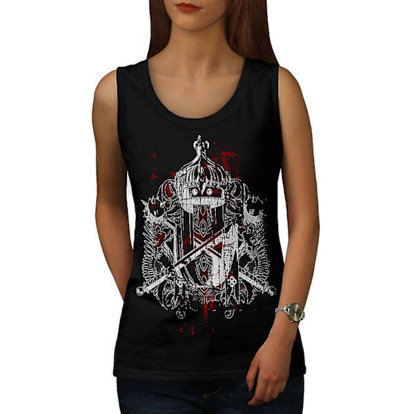 King Crown Art Mode Dam Blacktank Top | Wellcoda S