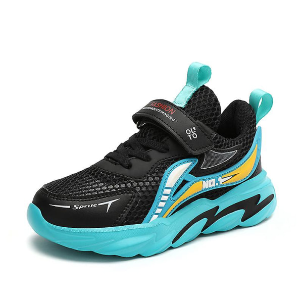Sneakers för barn för pojkar, flickor, löpning tennisskor, lätt andas sport, atletisk 3B0813 BlackBlue 30