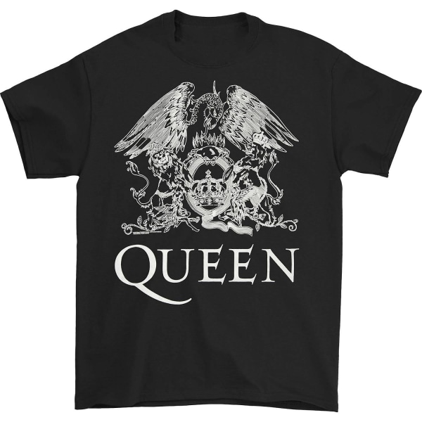 Drottning Vit Logotyp På Svart T-shirt M
