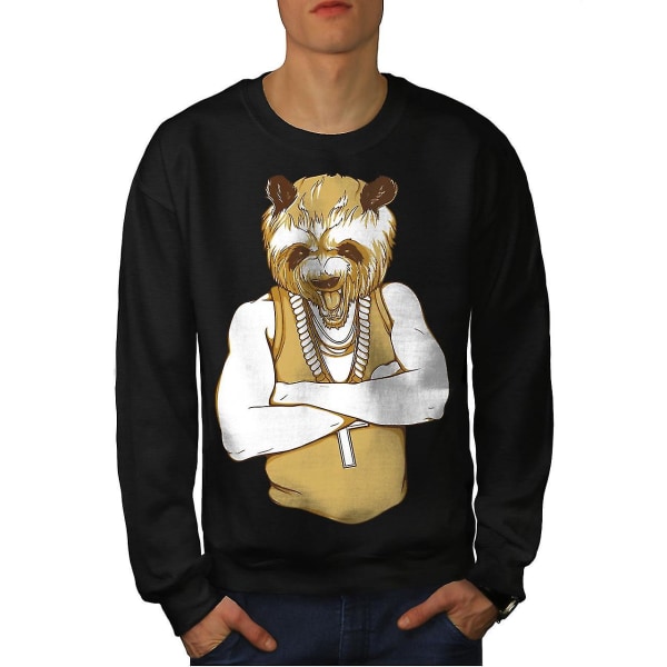 Panda Human Cool Men Blacksweatshirt | Wellcoda XL