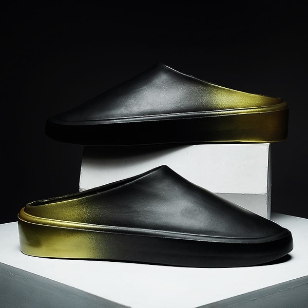 Män Kvinnor Strandtofflor Mode Sandaler Utomhus Halkfria inomhusskor YJ92112 BlackGold 43-44