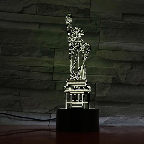 3d Nattljusstaty of Liberty Led Nattljus Sovrumsbordslampa Färg ändras