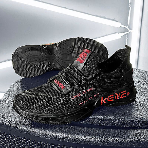 Herrsneakers löptennisskor Lättviktsventilerande Sport Athletic 3Dk219 BlackRed 40