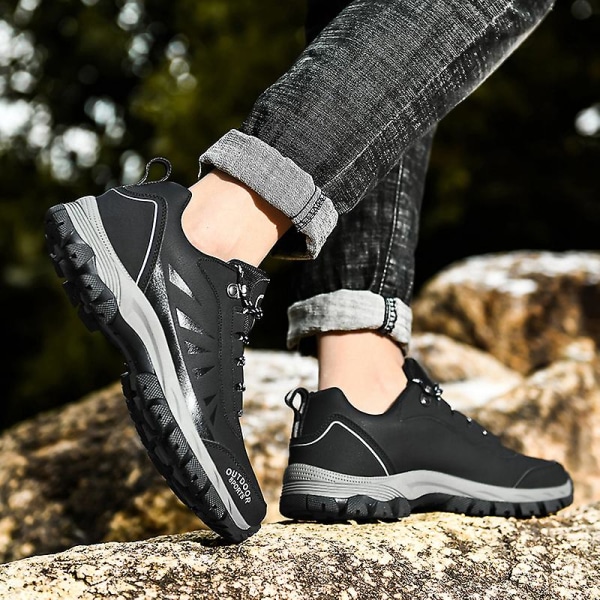 Herr vandringsskor Andas sneakers Halkfria utomhus promenadskor Yj9015 Black 42