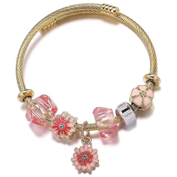12-färgs armband i rostfritt stål Star Sun Flower Pendant Guldöppning DIY-armband