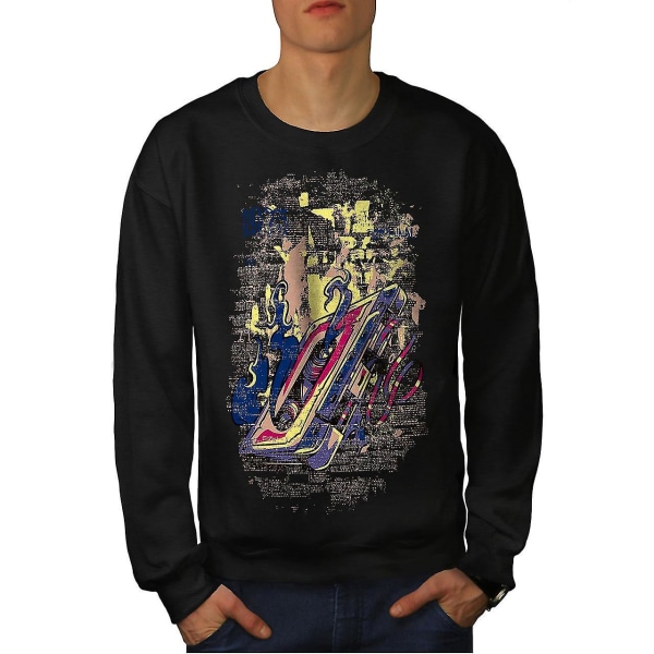 Kassettspel Rockmusik Män Blacksweatshirt | Wellcoda XL