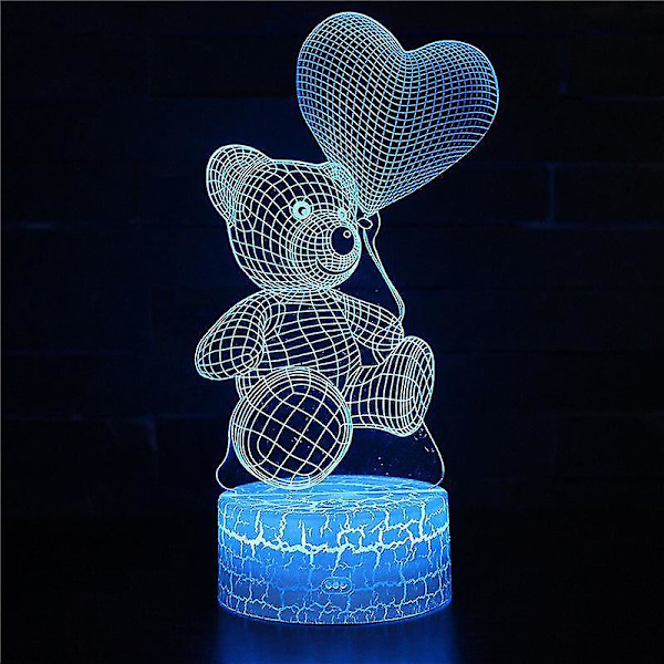 3D Illusion lampa 7 färger Optical Change Touch Light USB och fjärrkontroll Art Deco gör en romantisk