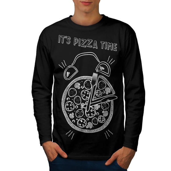 Pizza Time Junk Joke Men Blacklong Sleeve T-shirt M