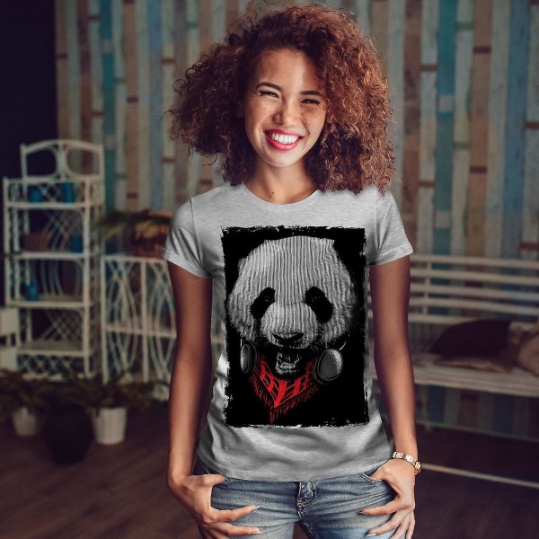 Panda Med Headset Kvinnor Grå-skjorta M