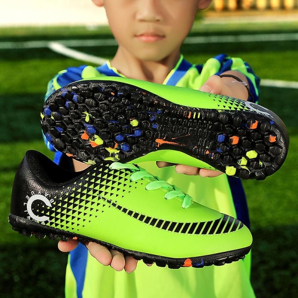 Fotbollsskor för barn Fotbollsskor Grästräning Sport Skor Sneakers 3B22023 Green 32