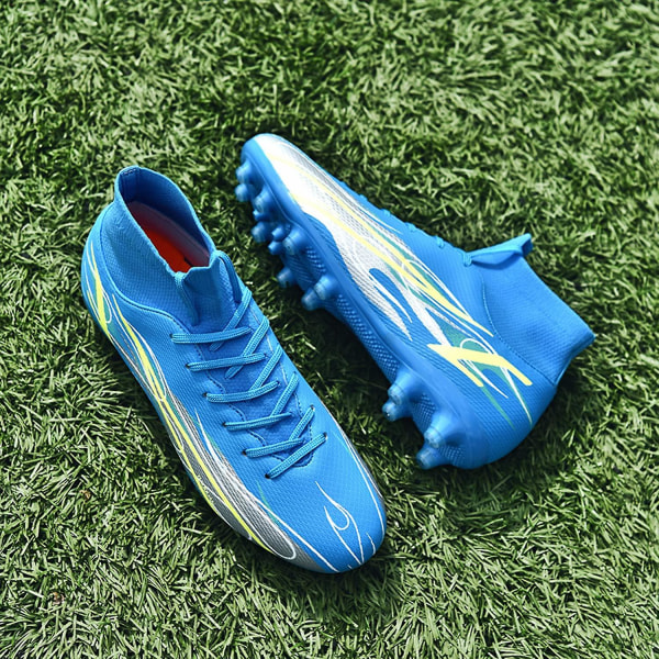 Fotbollsskor Herr Fotbollsskor för fast mark Utomhus Inomhus Atletiska fotbollsskor Professionell Futsal Training Sneakers-svarta Blue 45