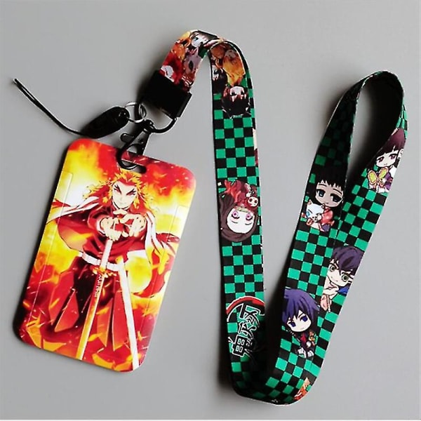 1 Set Demon Slayer Lanyard Kortfodral Kort Halsband Ribbon Id Bil 8