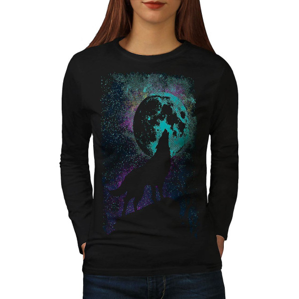 Howling Wolf Pack Kvinnor Blacklong Sleeve T-shirt M