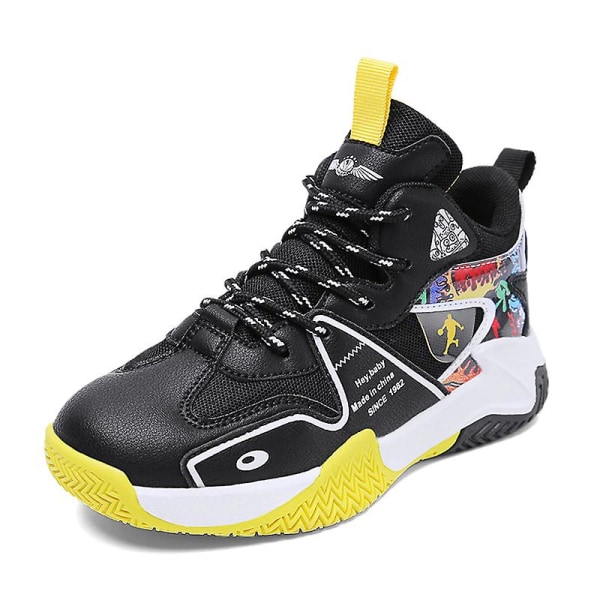 Barn Sneakers Pojkar Basketskor Halkfria Barn Sportskor 3Bs658 BlackYellow 31