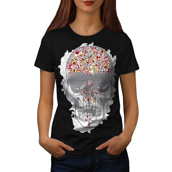 Ansikte Huvud Skalle Kvinnor Blackt-shirt | Wellcoda XXL