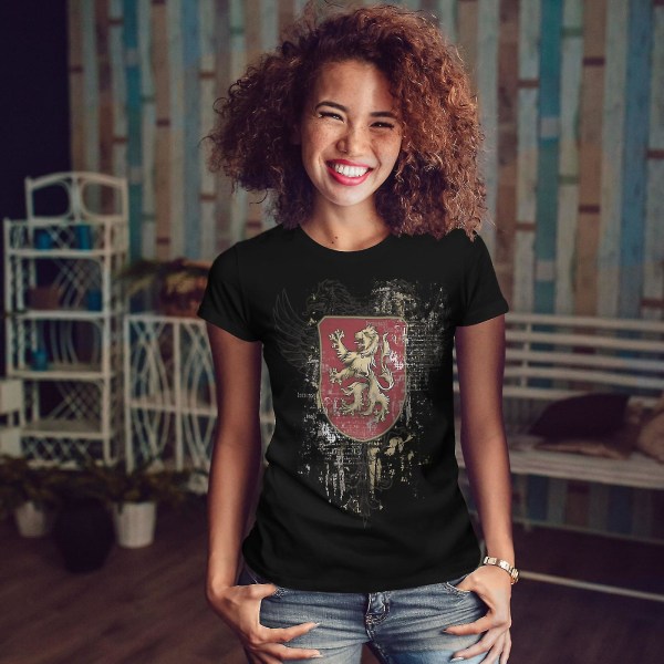Medeltida krigsflagga kvinnor Blackt-shirt | Wellcoda XXL