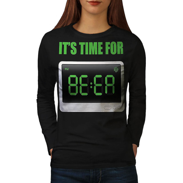 Beer Time Cool Joke Women Blacklong Sleeve T-shirt XXL