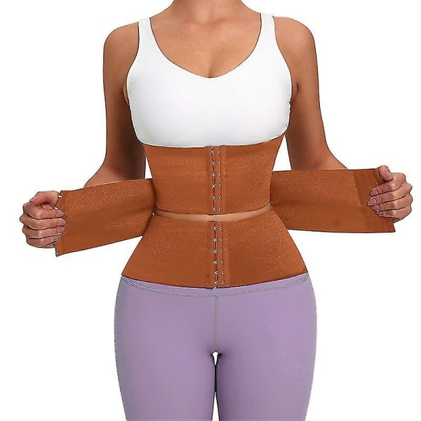 Waist trainer Kroppsformare för kvinnor Trippeltränare Magomslag Midjeträningstrimmer Neopren Bantning Träningskorsett Toppar,beige XL