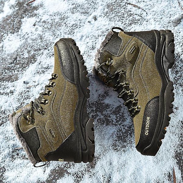 Vandringsskor för män Mid-Top Varm fleece bomullsskor Fr9055 Green 41