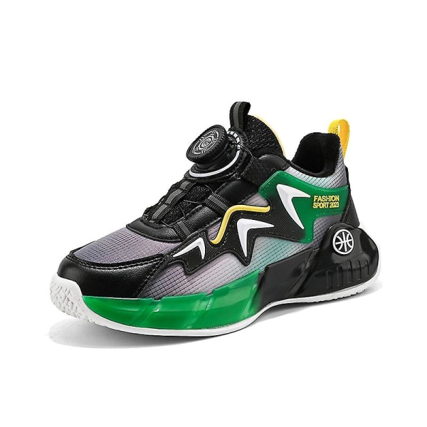 Barn Flickor Basketskor Andas Sneakers Trendiga Casual Skor Löparskor 2KGB836 BlackGreen 33