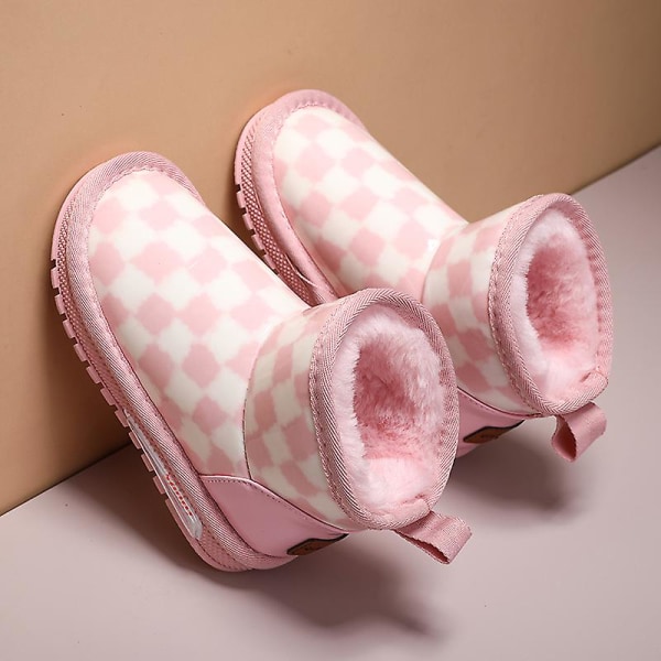 Barn Flickor Vintersnöskor Vattentåliga skor Anti-halk Casual Lätt bomullsstövel GB6 Pink 29