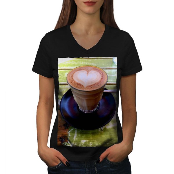 Kaffe Hjärta Morgon Mat Kvinnor T-shirt XL