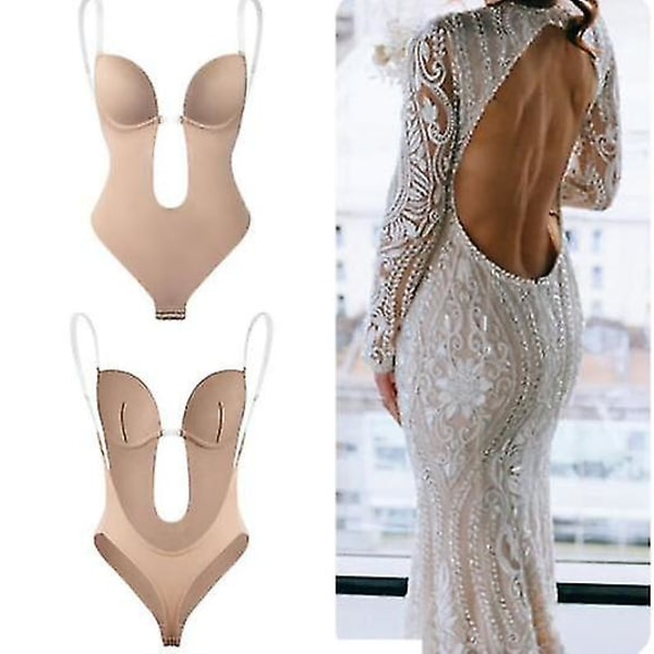 Kvinnors rygglösa Shapewear Djup V-hals Body Shaper för klänning med låg rygg black M